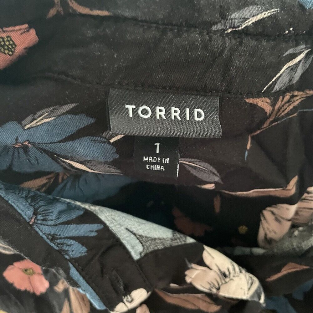 Torrid Dress Loral Button Front Challis Drawstring Midi Floral Stretch Size 1 - Picture 3 of 9